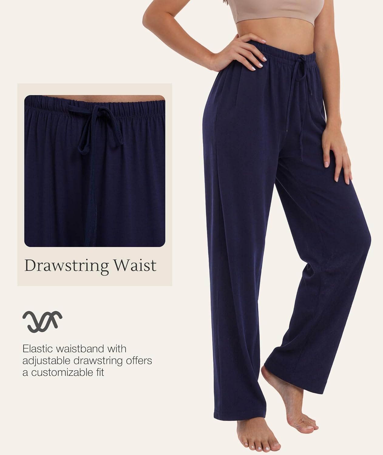 GYS Bamboo Viscose Women's Pajama Pants, Lightweight Comfy Casual Lounge Yoga Pants, Pj Bottoms Sleep Pants with Drawstring - Image 4