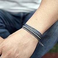 Vista 137 de Handmade Natural Stone Beaded Healing Bracelet Gift for Men Adjustable Rope String Bracelet