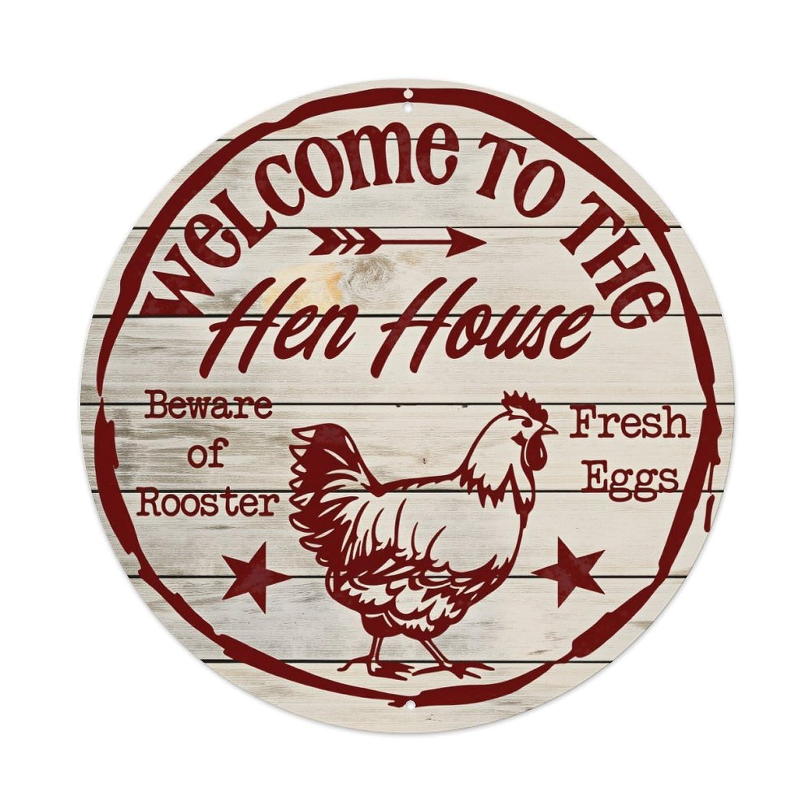 Welcome To The Hen House Round Tin Sign Vintage Metal Poster Retro Bar, Home, Man Cave, Kitchen, Laundry Room Wall Art Decor Gift 8x8In