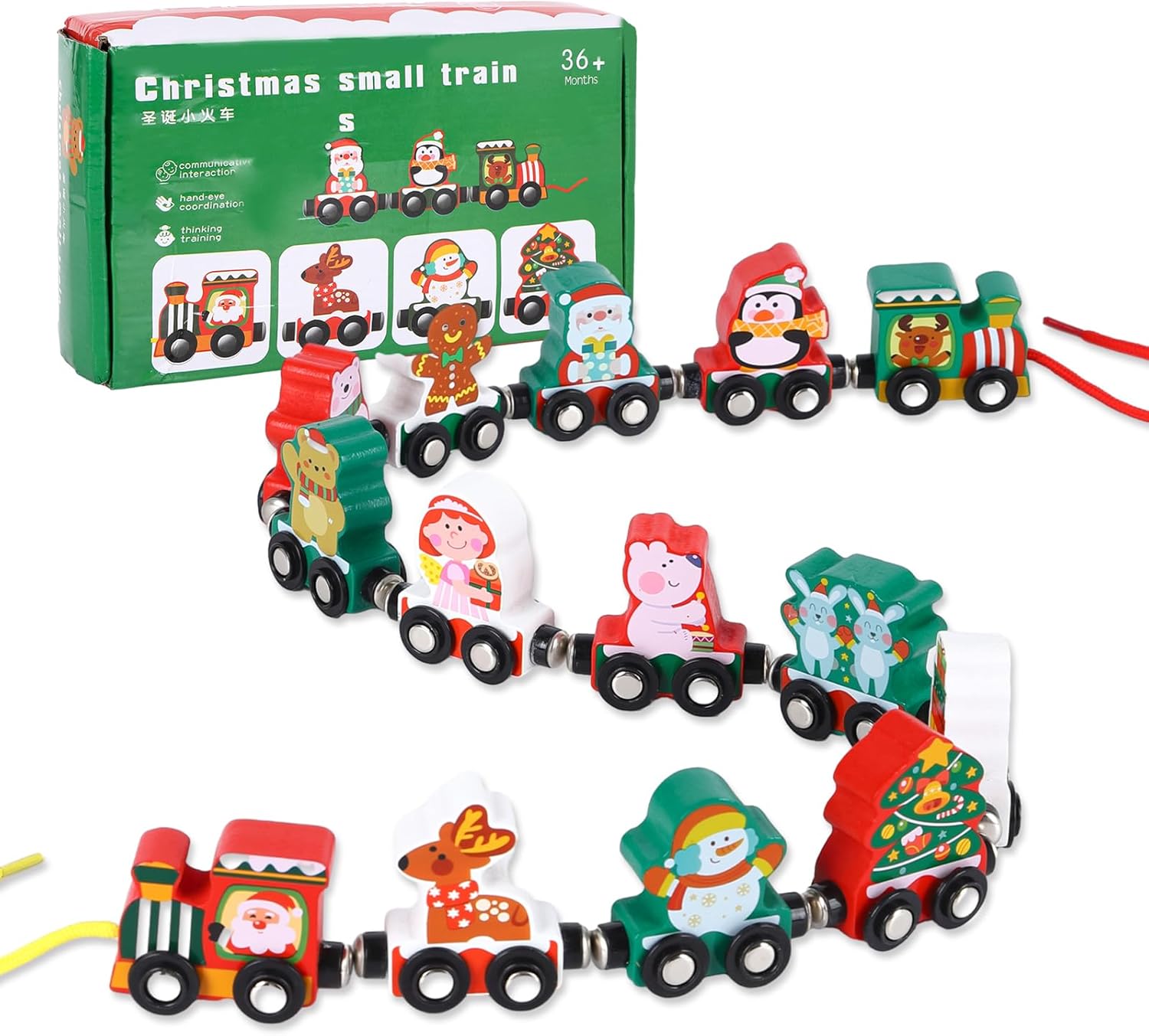 Christmas Train Toys 14 Pcs Wooden Train Toys Wooden Christmas