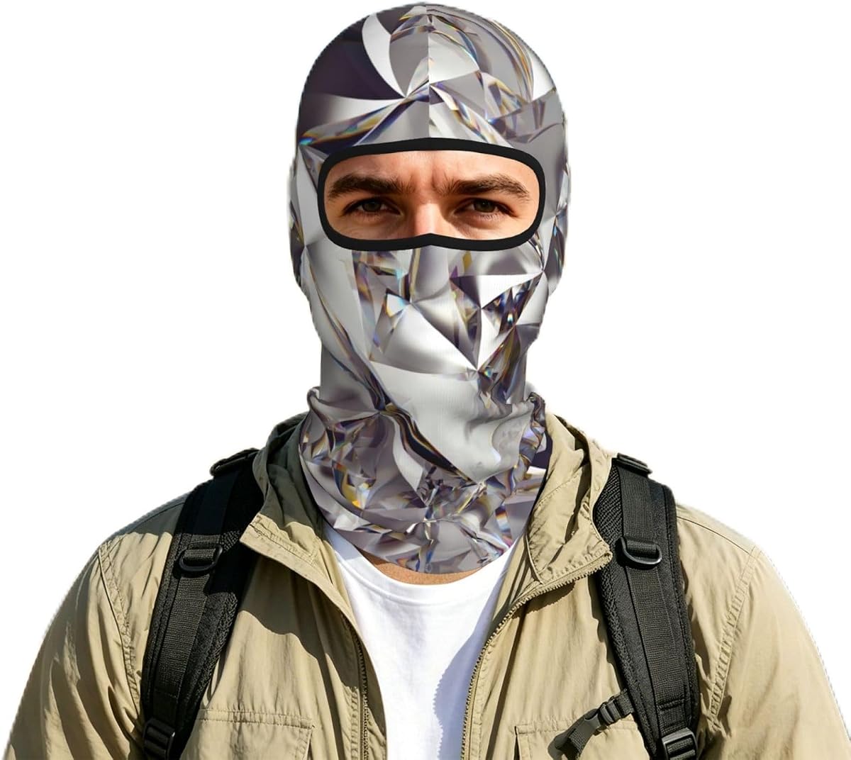 Pasamontañas con estampado de cristales de diamantes abstractos con purpurina, máscara facial de esquí para hombres y mujeres, máscara facial de polaina de cuello de verano para deportes al aire libre, negro