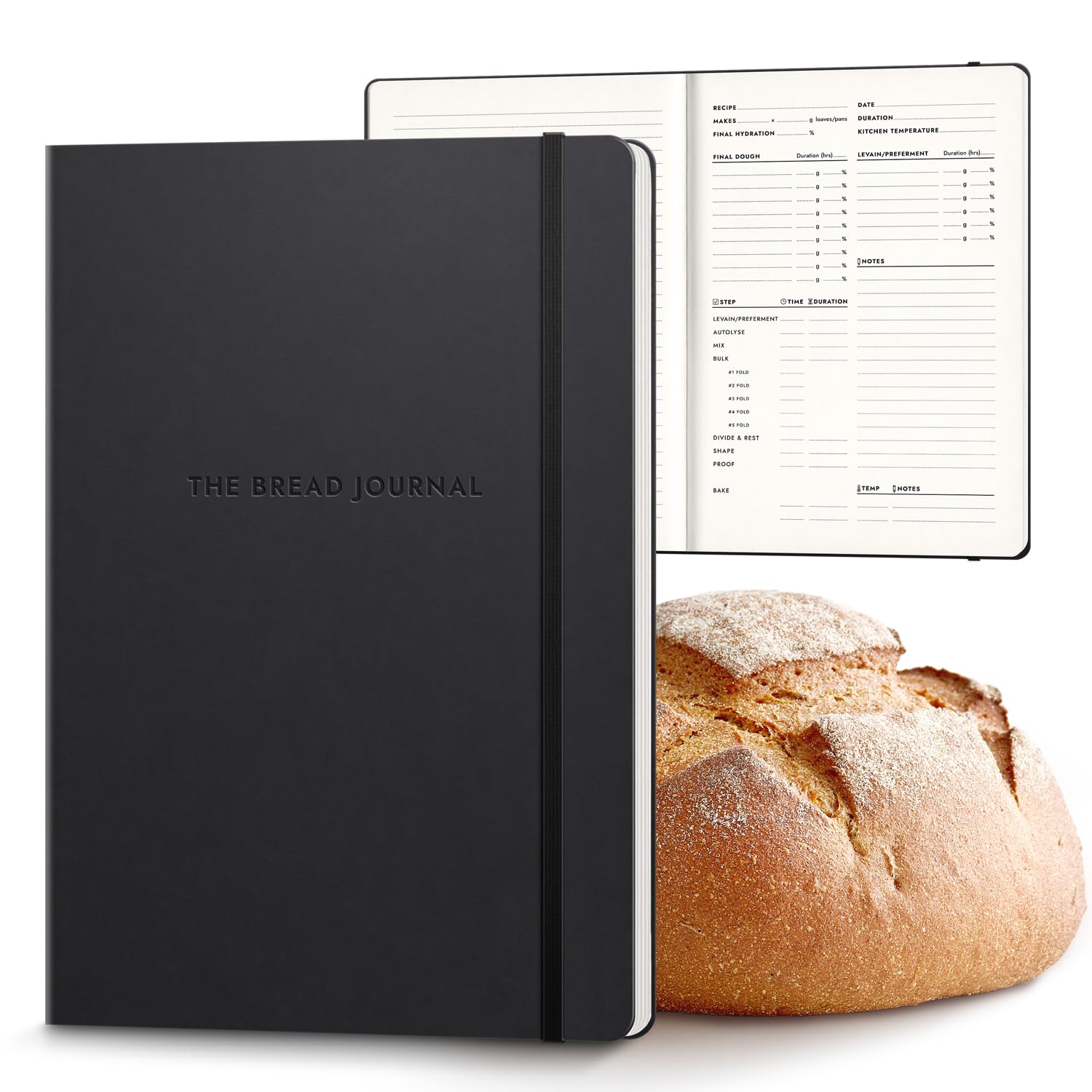 Photo 1 of Bakers Recipe Book to Write in Your Own Recipes & Record Details - Bread Making Recipe Journal for Own Recipes - Gifts for Bread Bakers - Soft Vegan Leather Recipe Book - 128 Pages - Black
