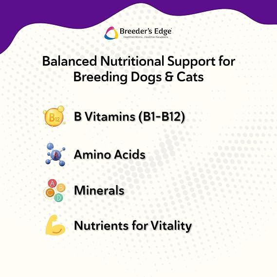 Breeder's Edge B Strong B-Complex Supplement for Dogs & Cats, 1kg Powder | B Vitamins Support Reproductive Health, Normal Heat Cycles, Hormonal Balance, Energy Metabolism, Appetite & Vitality