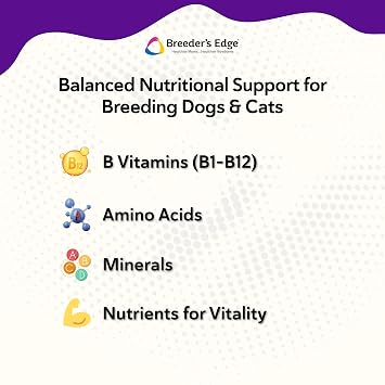 Breeder's Edge B Strong B-Complex Supplement for Dogs & Cats, 1kg Powder | B Vitamins Support Reproductive Health, Normal Heat Cycles, Hormonal Balance, Energy Metabolism, Appetite & Vitality