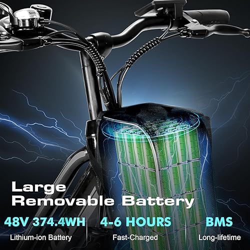 Miniatura 4 de Vivi Bicicleta eléctrica para adultos con motor de pico de 750 W, bicicleta eléctrica de 26 pulgadas, bicicletas eléctricas de crucero de 22 MPH con