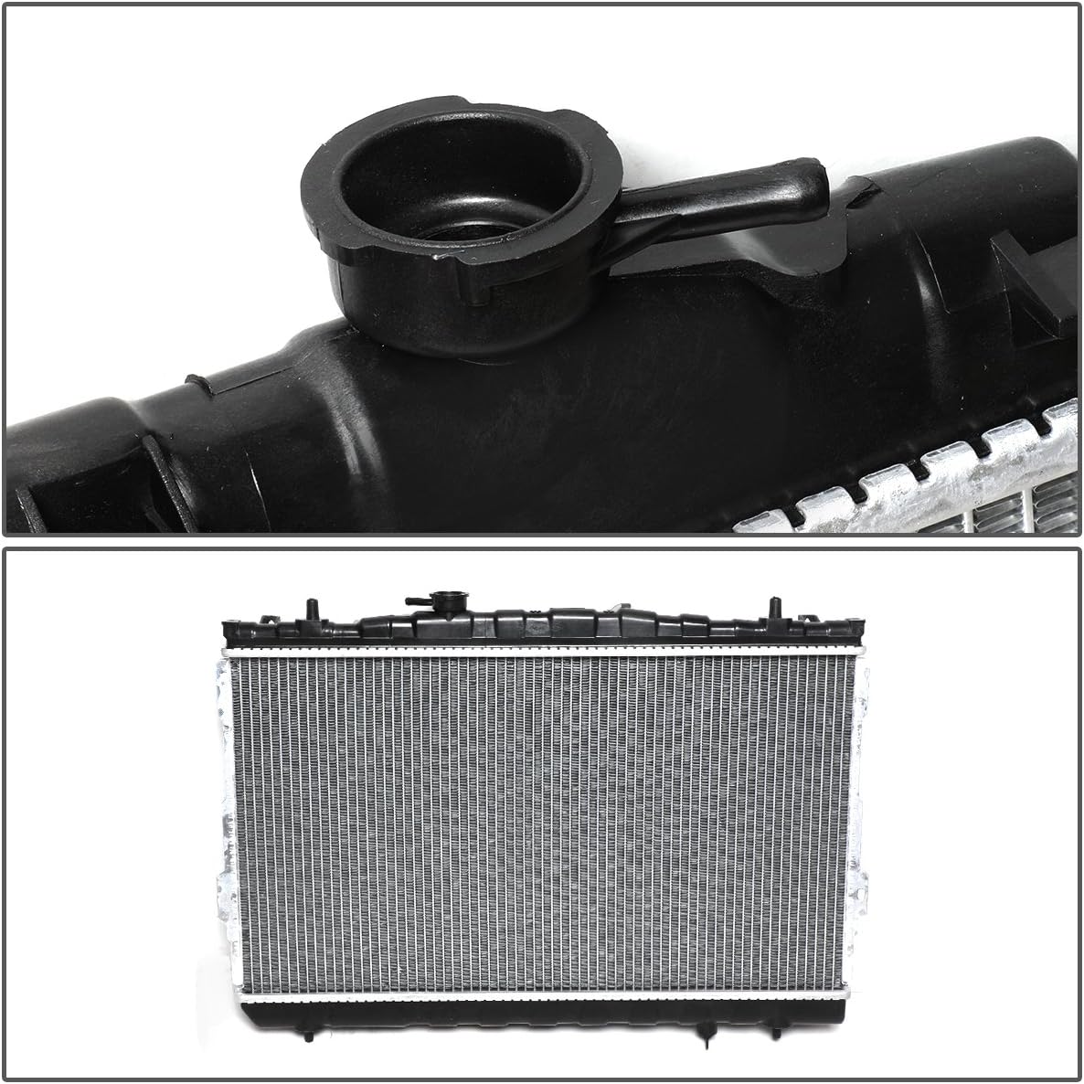 DNA Motoring OEM-RA-2387 OE Style Direct Fit Aluminum Core Radiator Compatible with 01-06 Elantra / 03-08 Tiburon AT, 25-15/16" W X 14-3/4" H X 5/8" D, 1-5/16" Inlet, 1-5/16" Outlet