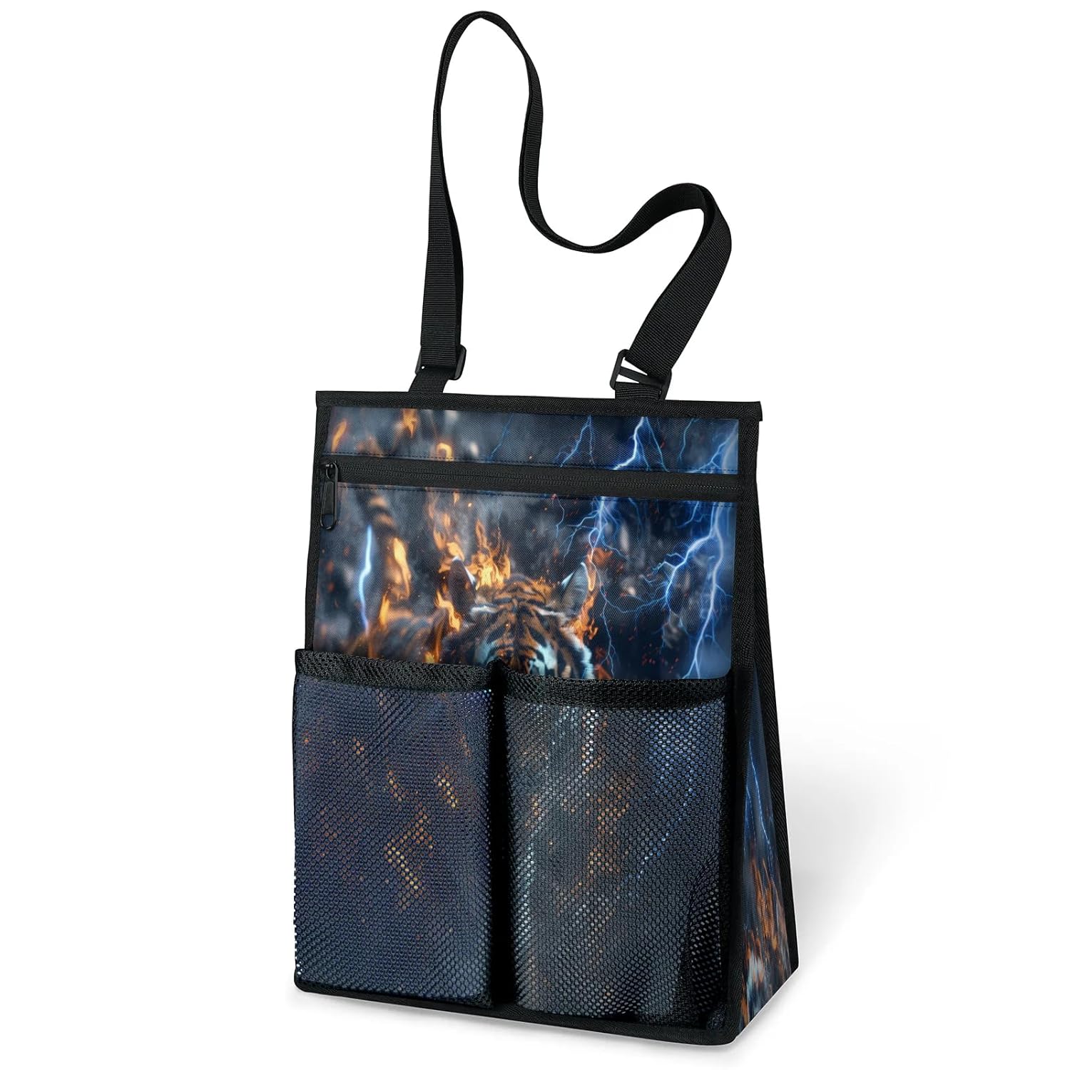 Ourtheme Cool Fierce Tiger Portable Shower Bag for Travel Gym Camp Beach Tote Shower Caddy Bags Hanging Toiletry