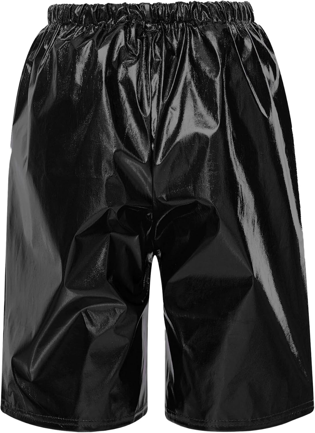 Hansber Shiny Leather Dance Shorts for Boys Girls Jazz Hip Hop Dance Costume Stage Performance Dancewear