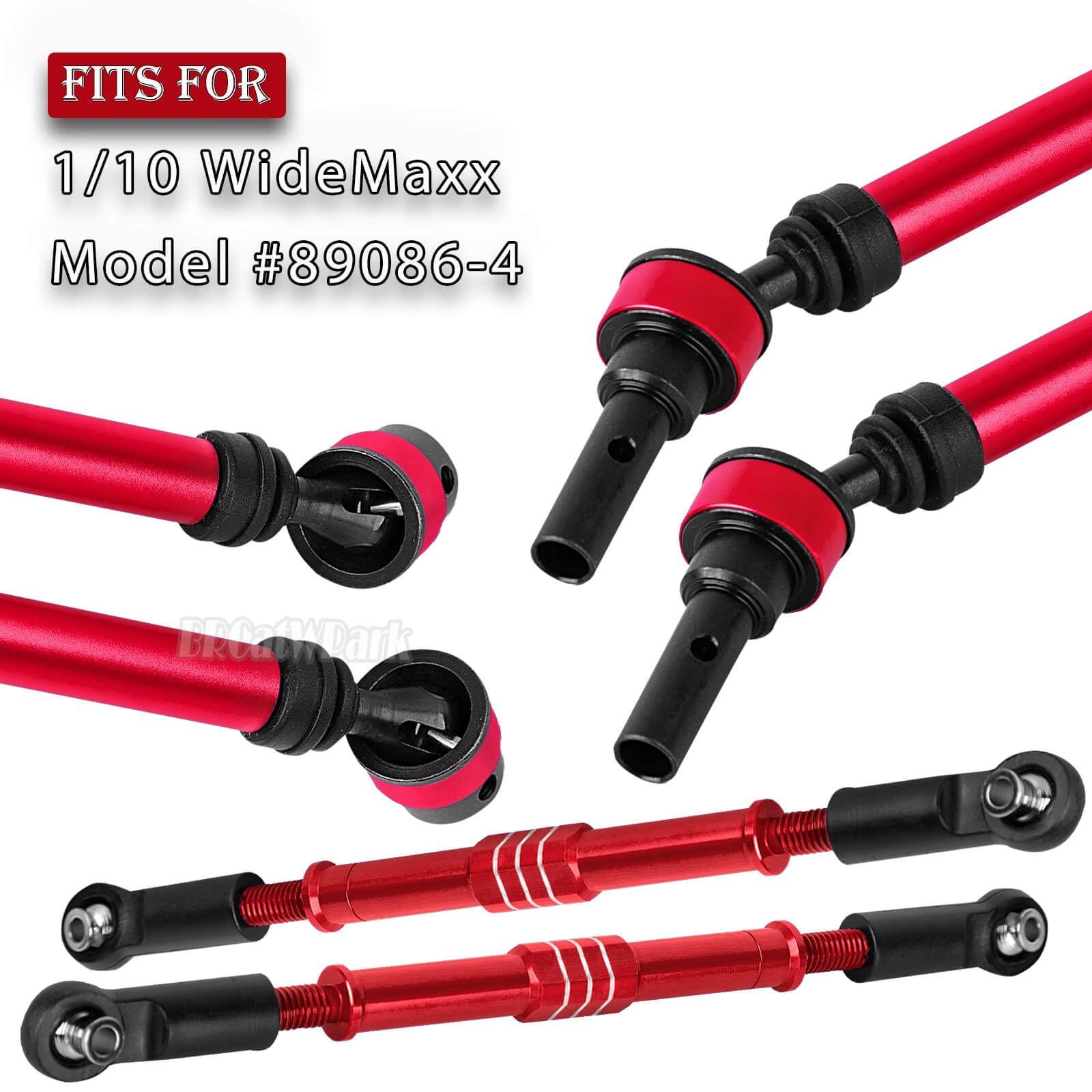 BRCatWPark Steel Drive Shaft Axles Links Upgrades Part for 1/10 WideMaxx,#89086-4,RC Steel #45 Driveshafts CVD w/Turnbuckles Camber Links,Red