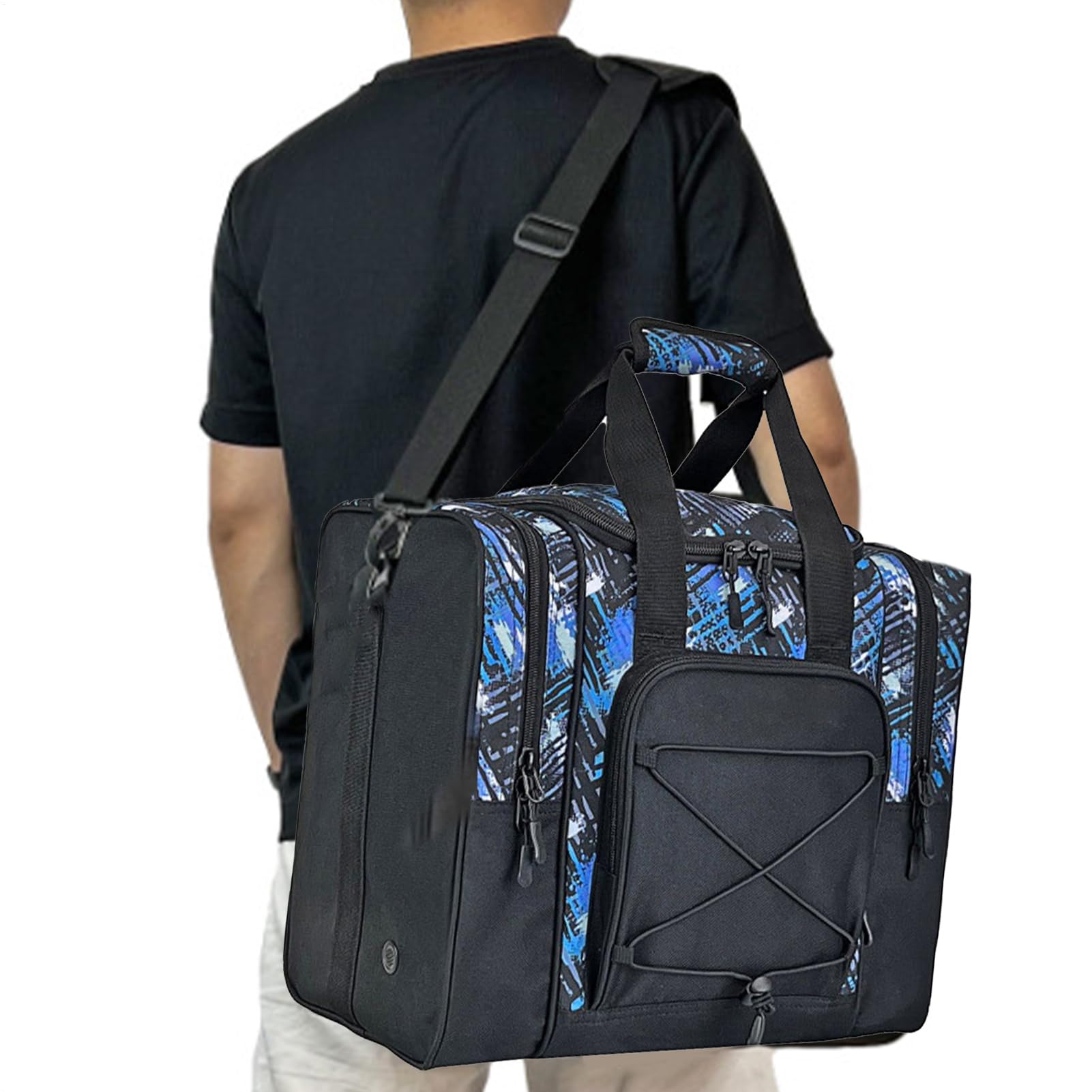 Sac de bowling fourre-tout 1 balle, sac à main multifonctionnel avec intérieur rembourré ceinture réglable, s'adapte aux chaussures, serviette pour homme et femme