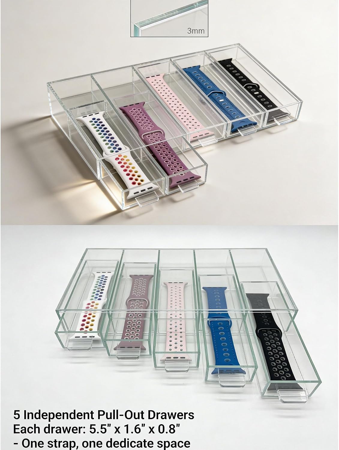 Watch Strap Organizer Transparent Display case Storage Box for iWatch Band | Transparent Display Case, Dustproof Storage Box, For iWatch Band, Watch Accessories Holder