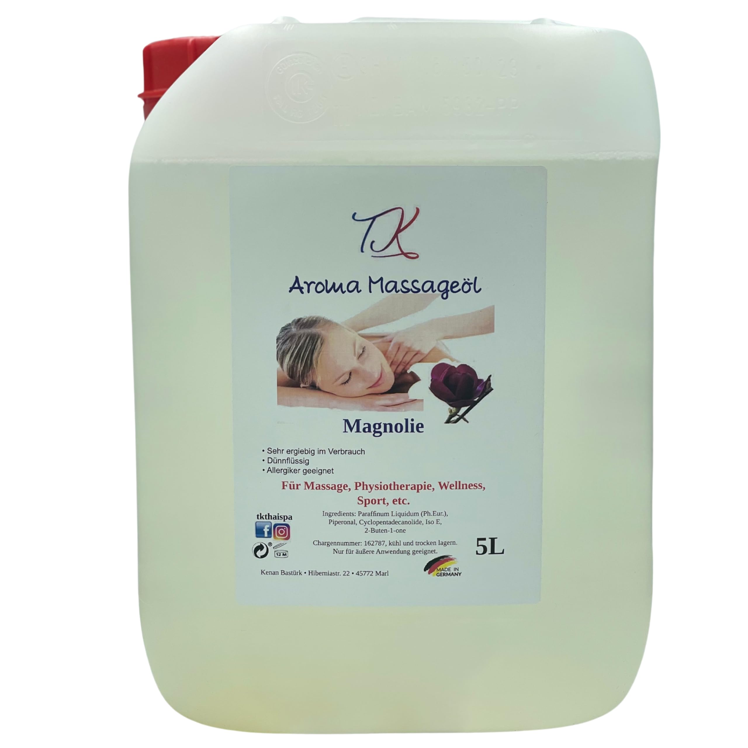 Aceite de masaje aromático con aceite esencial, para masajes, fisioterapia, bienestar, etc. (Manoglie, 1 L)
