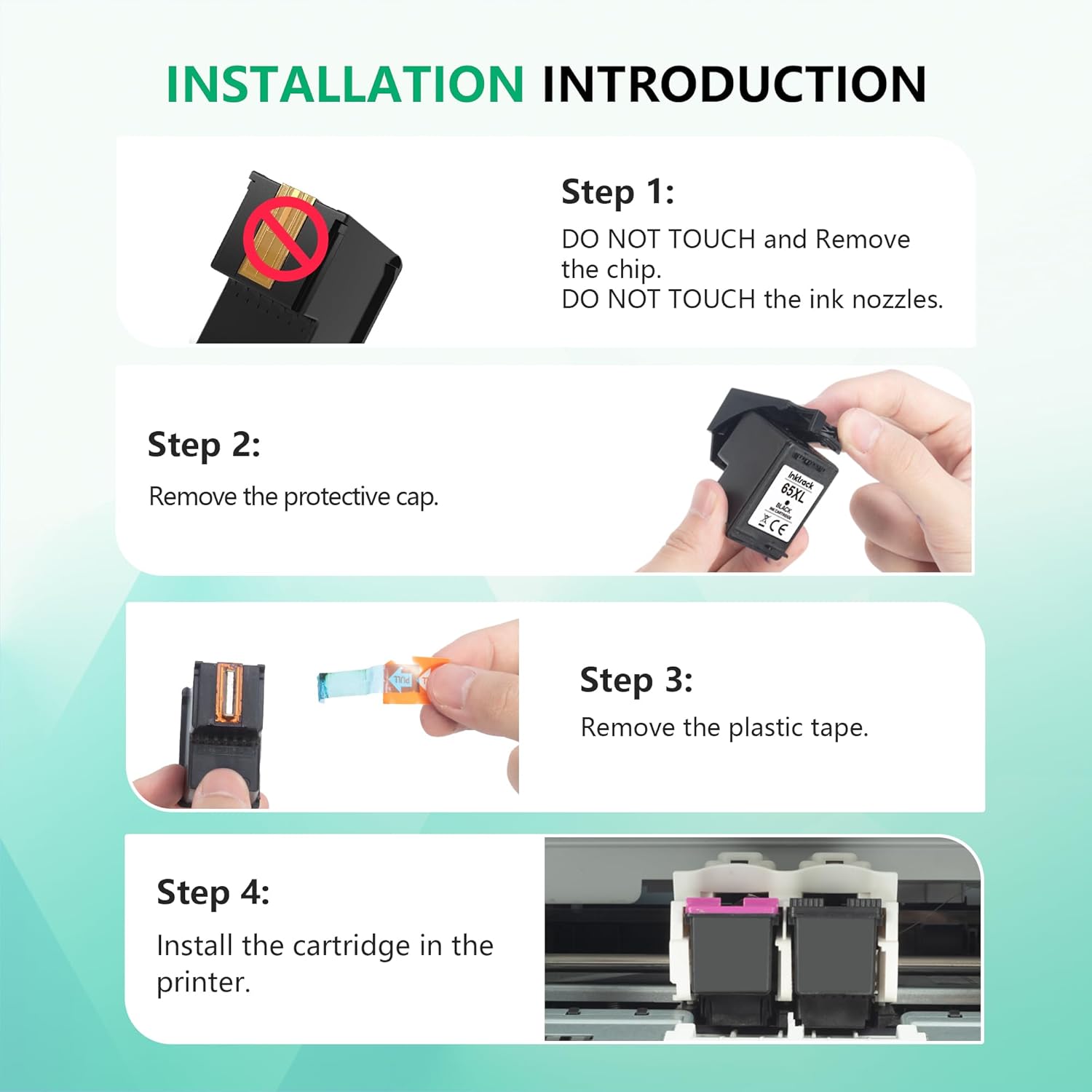 65XL Ink Cartridges Black/Color Combo Pack High-Yield | for HP Ink 65 65 XL | for HP DeskJet 3720 Printer Color Inkjet 3755 3772 3752, Deskjet 2622 2680 2600, Envy 5055 5058 5052 5014 5000, 2 Pack