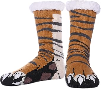 SDBING Mens Slipper Socks with Grippers Winter Warm Cozy Thick Fuzzy Indoor Fluffy Home Socks