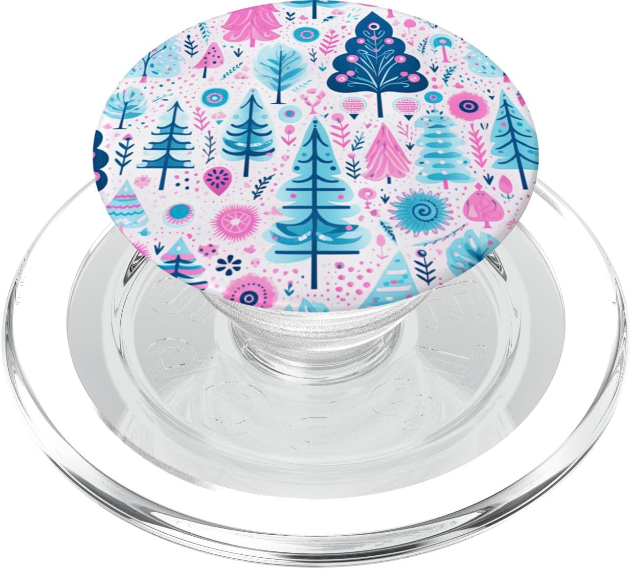 Cute Pink Blue Christmas Trees PopSockets MagSafe PopGrip for iPhone