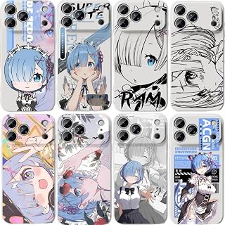 対応Re：ゼロから始める異世界生活 スマホケース Iphone17Promax適用レム エミリア TPU アイフォンケース 保護電話カバー (Iphone17Promax適用ケース,色/E)
