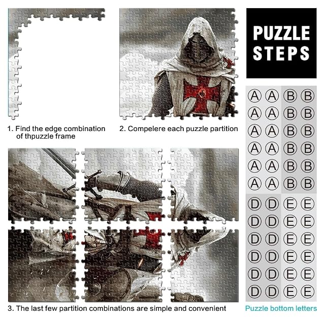 Foto 3 de 6 de Rompecabezas de 1000 Piezas para Adultos Caballero templario Juegos Divertidos para la Familia Colección…