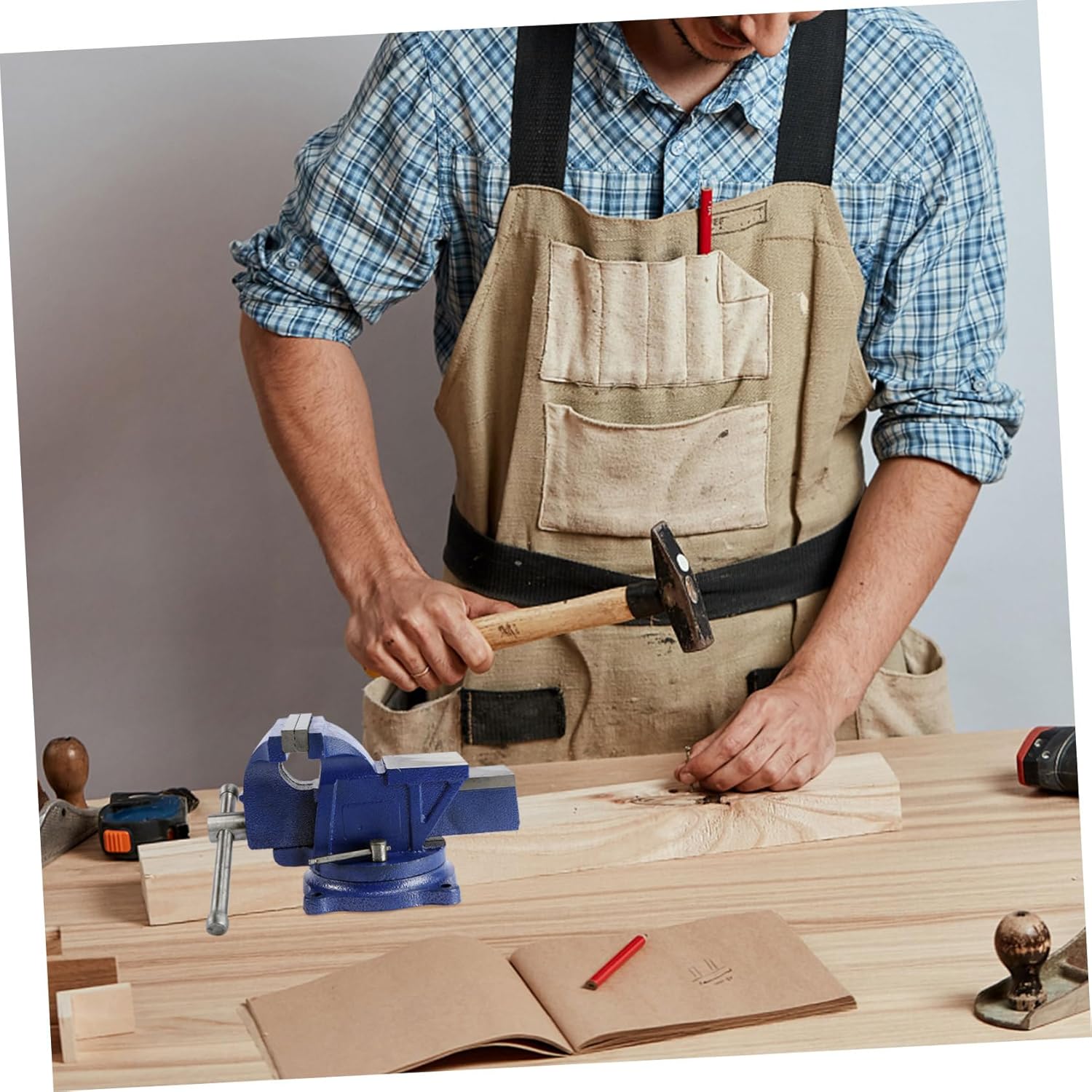 VILLCASE Heavy Duty Steel Bench Vise Clamp for Woodworking DIY Crafts Jewelry Carving Milling Compact Portable Tabletop Household Workbench Tool