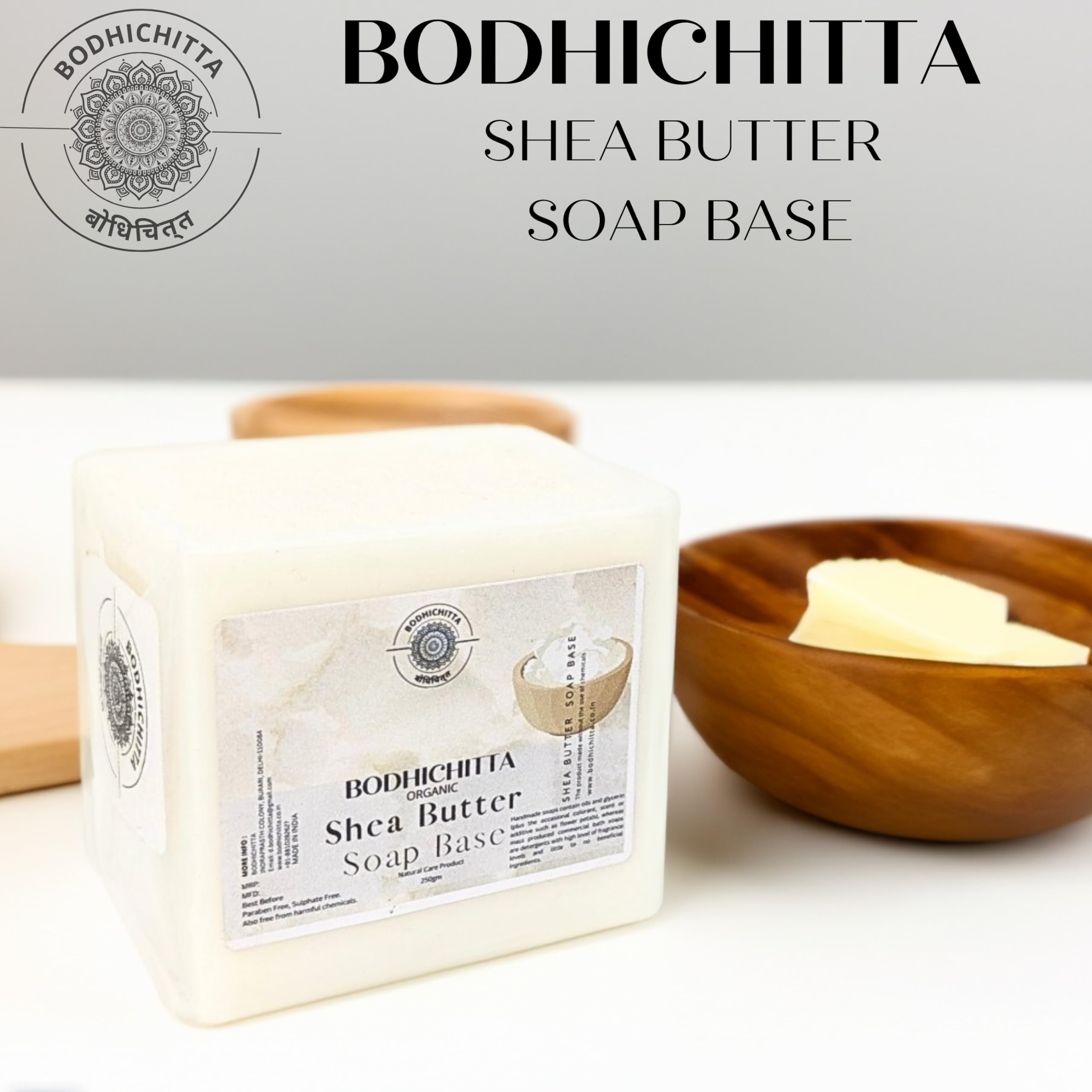 Bodhichitta Ultra Clear Transparent Glycerin Soap Base & Shea Butter Soap Base |100% Pure Organic & Natural | Paraben, SLS, Chemical Free | Melt & Pour Base Pack of 2 (250g each)