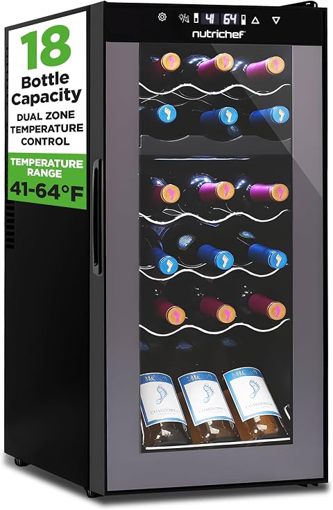 NutriChef PKCWCDS188 1.8 cu ft Wine Cooler Black