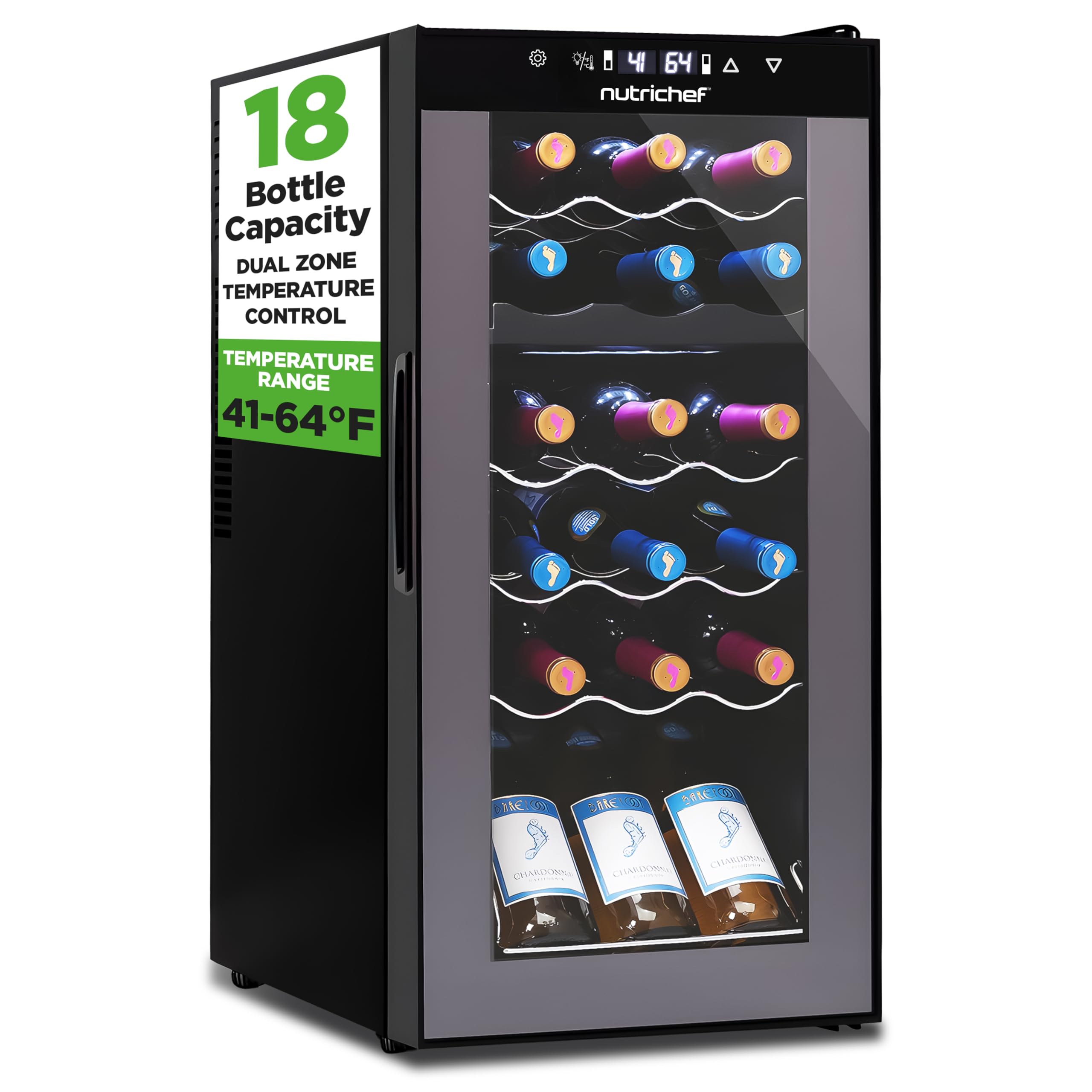 NutriChef PKCWCDS188 1.8 cu ft Wine Cooler Black