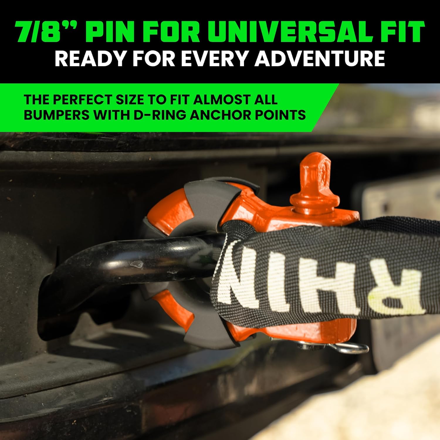 Rhino USA Super D Ring Shackles (2-Pack) - 70,548lb Break Strength – Heavy Duty 3/4" Clevis Shackle with 7/8 Pin for Towing & Off-Road Use - Pairs with Tow Strap for Vehicle Recovery (Orange) - Image 3