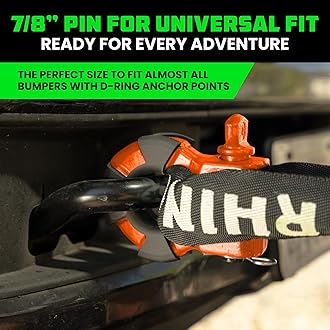 Rhino USA Super D Ring Shackles (2-Pack) - 70,548lb Break Strength – Heavy Duty 3/4" Clevis Shackle with 7/8 Pin for Towing & Off-Road Use - Pairs with Tow Strap for Vehicle Recovery (Orange)