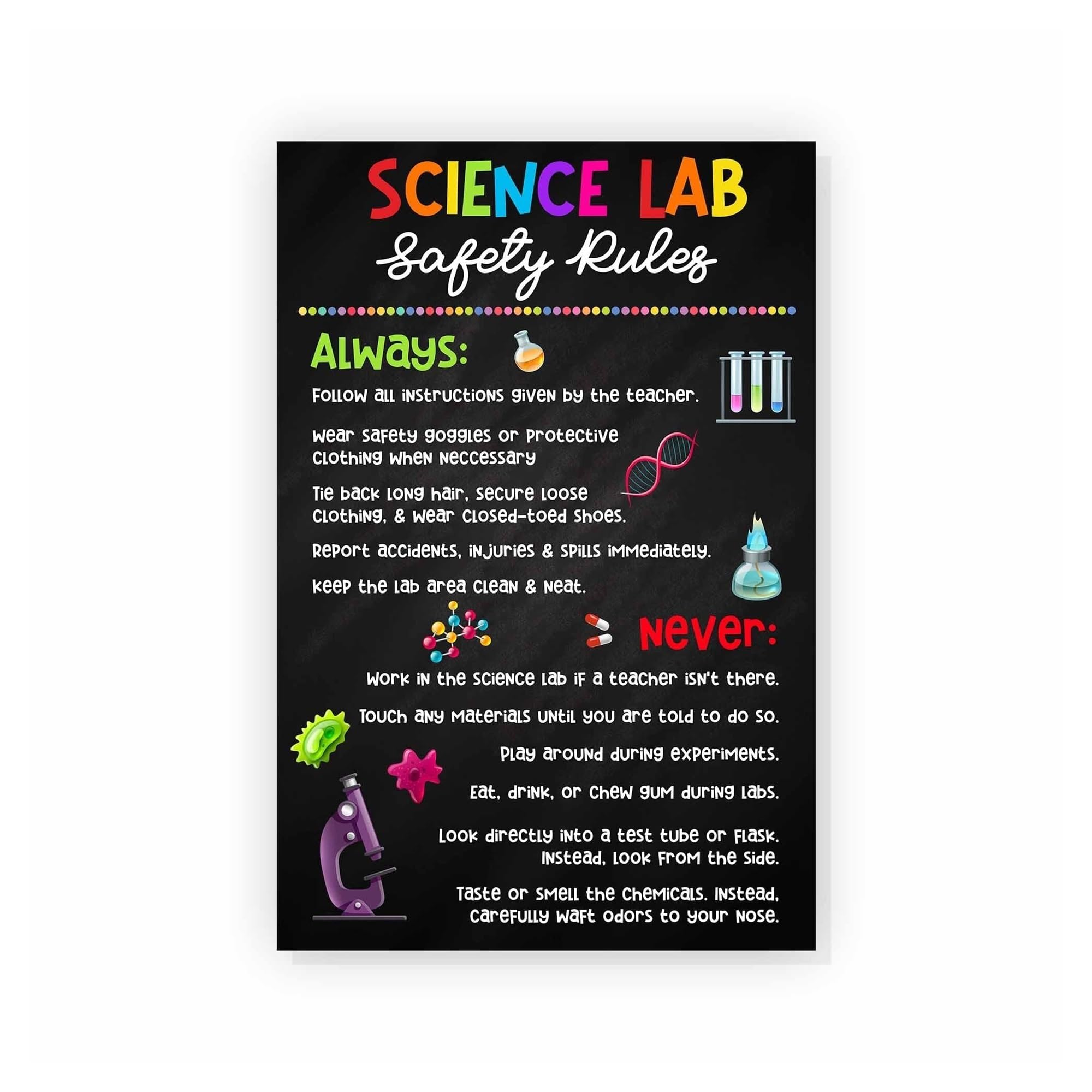 MDBJTCYZN Elementary Middle School Science Rules Posters Classroom Decor Bulletin Board Signs for Teachers(Unframed,16x24inch(40x60cm))