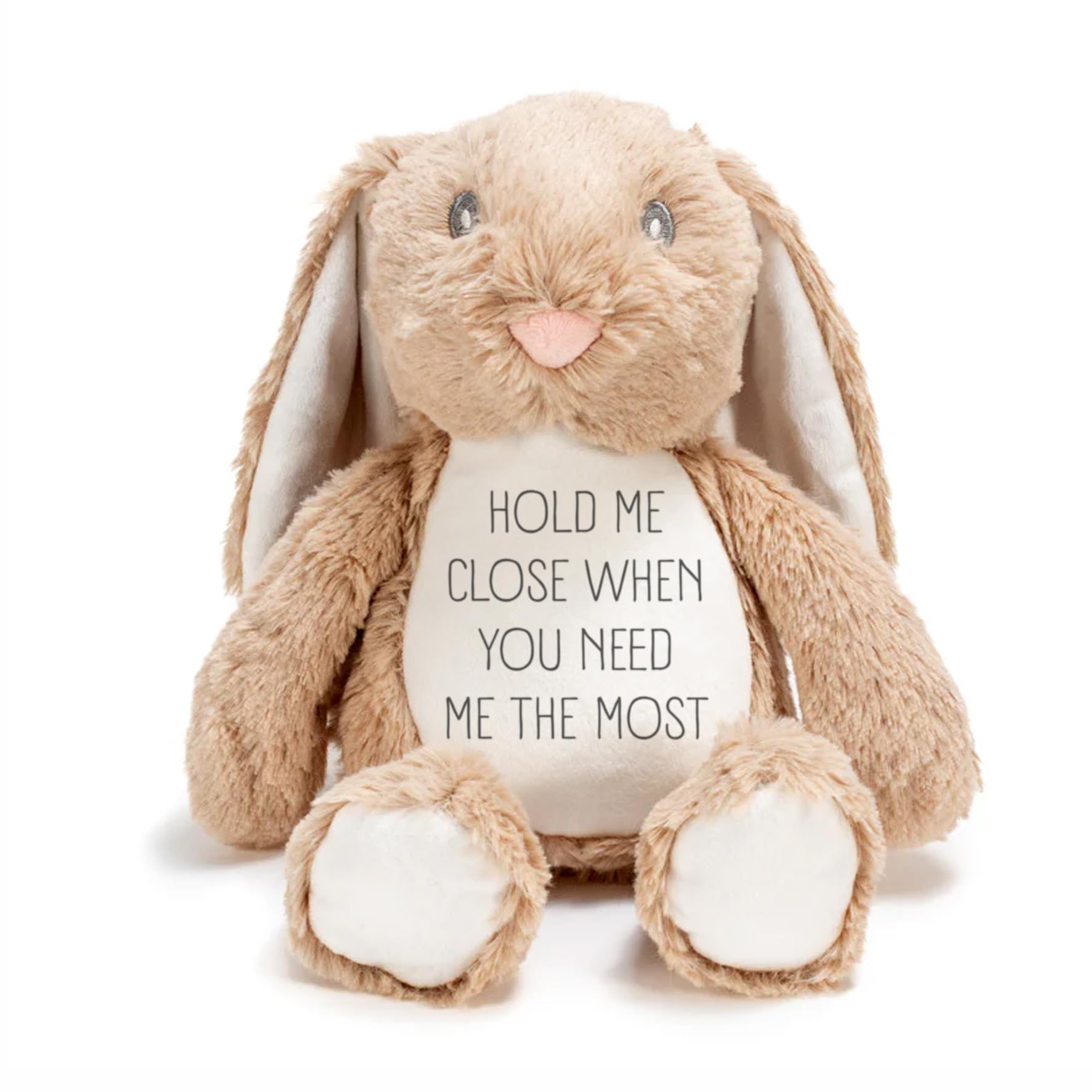 Silly Dog Designs, Personalised Worry Bunny Plush Toy, “Hold Me Close” Comfort Bunny Teddy