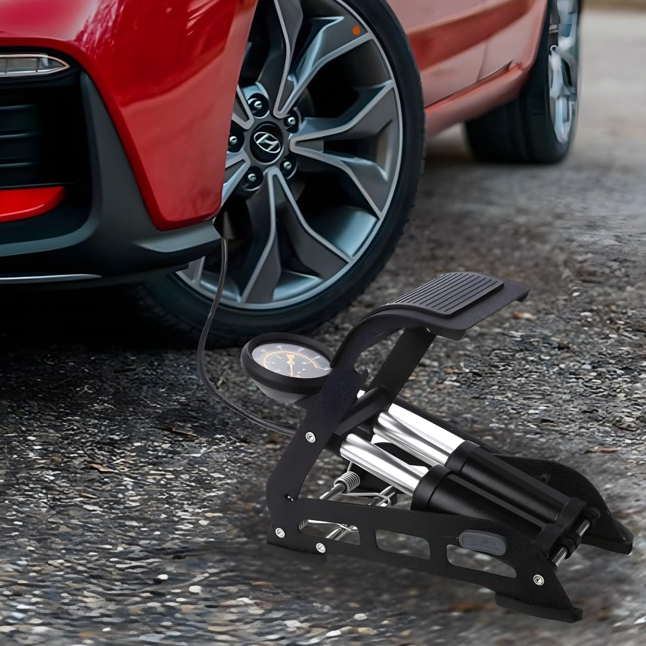 KANISYA Double Cylinder Portable High Pressure Foot Air Pump Compressor for Car and Bike Air Pump for Motorbike,Cars,Bicycle,for Football,Cycle Pumps for Bicycle for Tubeless 1