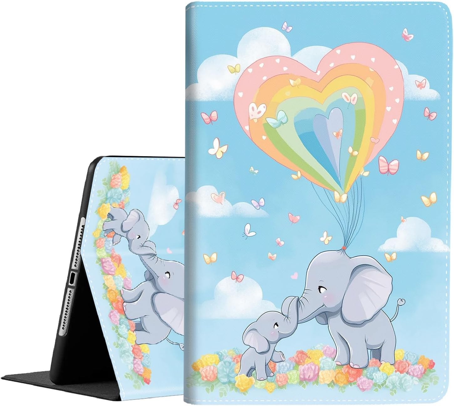 Case for iPad 9th/8th/7th Gen 2021/2020/2019 iPad 10.2 Inch Also Fit iPad Air 3th Gen 2019/iPad Pro 10.5 inch,Standing Cover with Auto Sleep/Wake, Cute Cartoon Elephant
