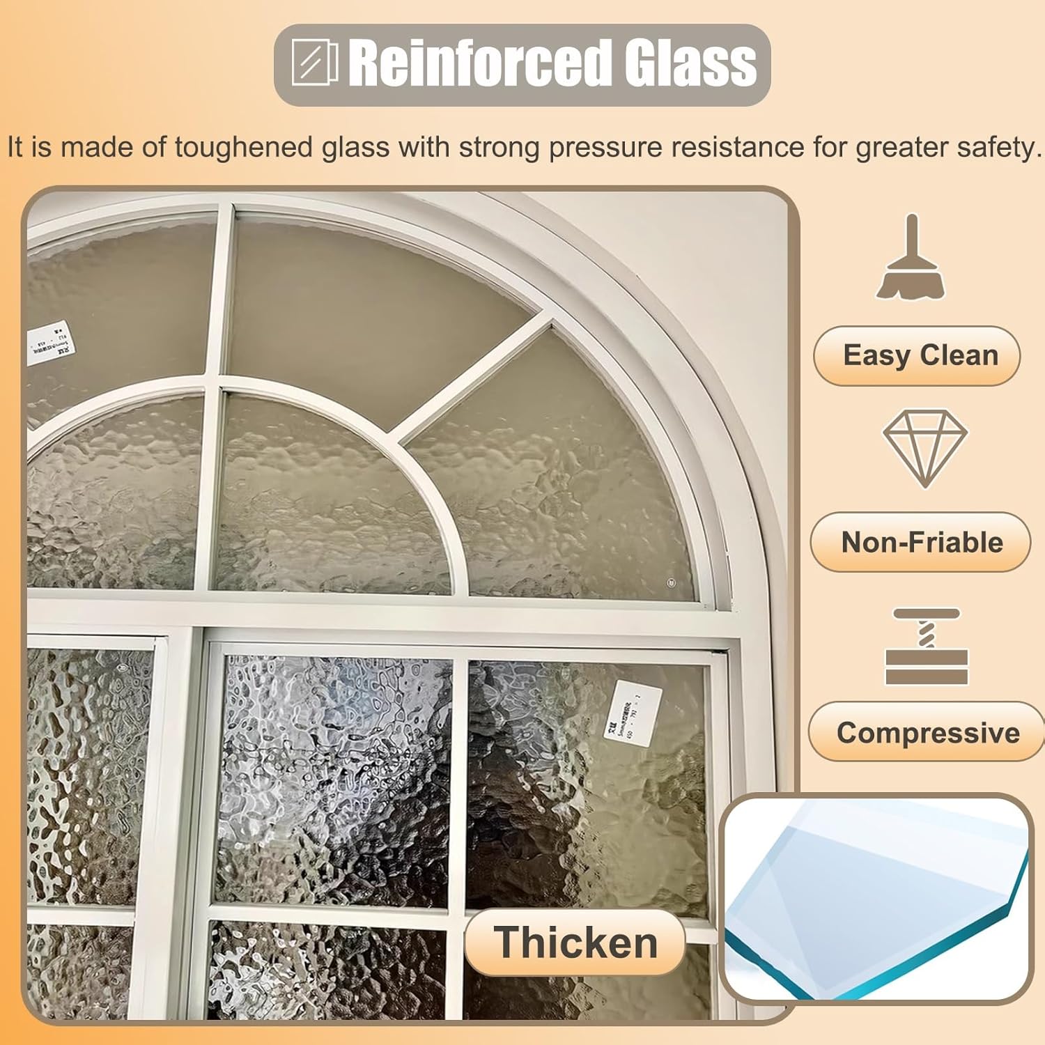 Arch Transom Window with Tempered Glass, Indoor Embedded Privacy Windows for Room Dividers, Stylish Bedroom Ventilation Window with Aluminum Handles(32x56in/81x142cm)
