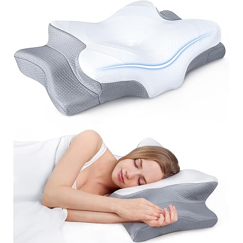Ultra Pain Relief Cooling Pillow for Neck Support, Adjustable Cervical Pillow Cozy Sleeping, Odorless Ergonomic Contour Memory Foam Pillows, Orthopedic Bed Pillow for Side Back Stomach Sleeper