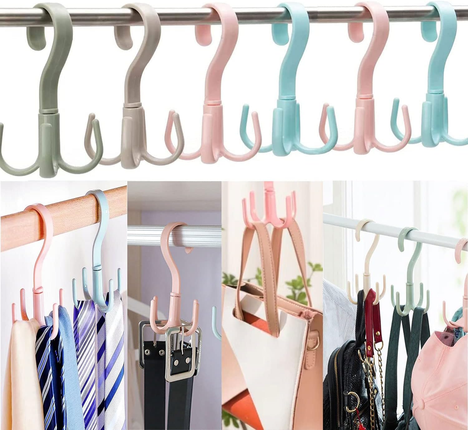 6 PCS Belt Hanger for Closet Purse Bag Scarf Organizer for Closet Organizer Hook Tie