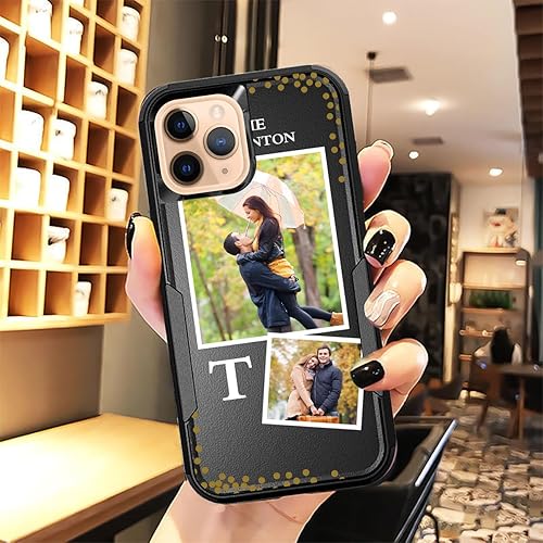 Vista 45 de Funda de fotos personalizada para Apple iPhone 11 Pro Max, patrón de collage a cuadros, personalizado para hacer imágenes en gruesa 3 híbrida Rosa