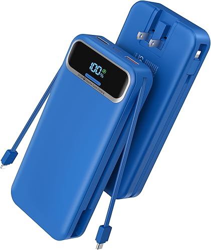 Miniatura 1 de Cargador portátil con cables integrados y enchufe de pared de CA, PD20W y SCP22.5W USB-C carga súper rápida, carga de teléfono de viaje de 20000