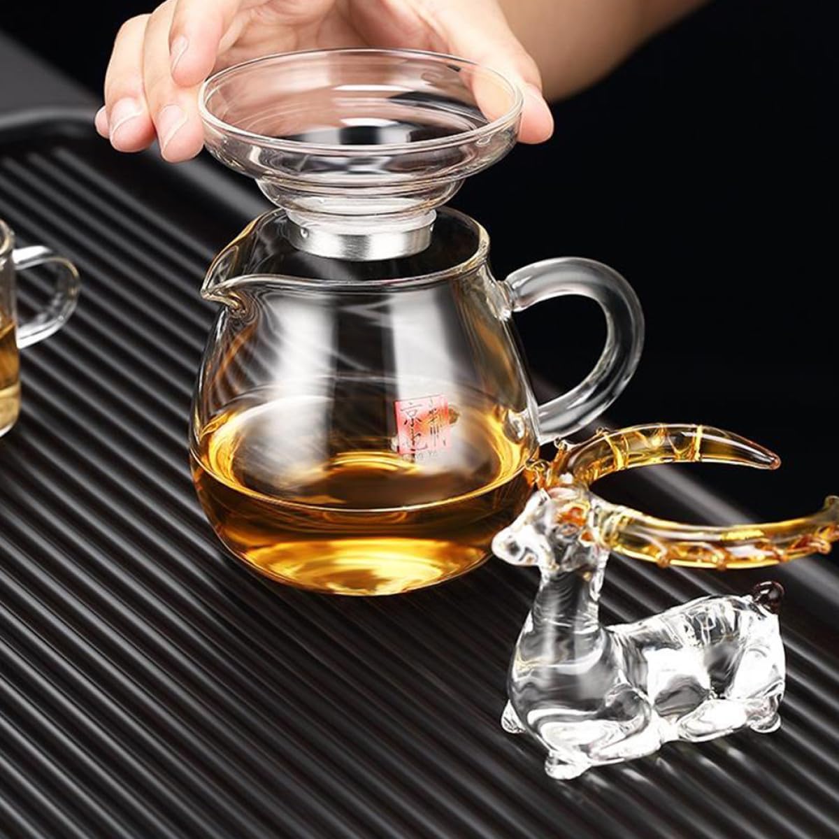 Deer Shaped Glass Tea Infuser Strainer with Thickened Filter Mesh Reusable Loose Leaf Tea Filter