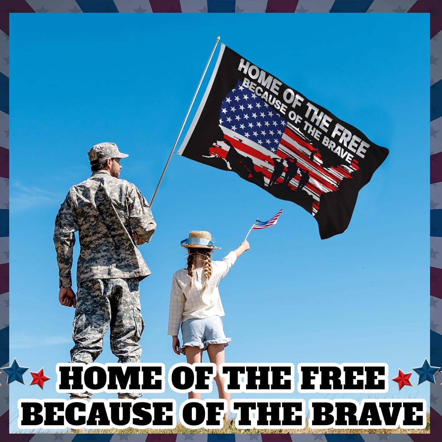 Independence Day Flag 3x5 ft Fade Proof Outdoor/inside Banner, July 4 American Patriotic Flag, Home of The Memorial Military Banner Patriotic Soldier Outside Party Supplies Decor - Image 4