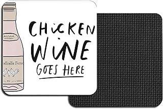 Square Chicken Wine Coasters for Drinks,Funny Drink Coasters Set of 2,Chicken Wine Coaster for Home Office Table Kitchen Desk Decor Coffee Beer Bar,Birthday Gifts for Women Men Mom Wines Lover