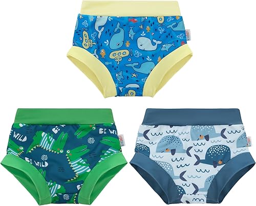 ALVABABY Pañales de natación, 3 unidades, pañales de natación reutilizables e impermeables para niños y niñas para clases de natación 3XBS03-18-24M
