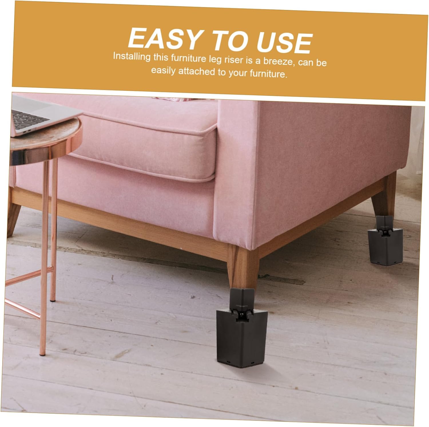 Mikikit 4pcs Adjustable Heavy-Duty Furniture Risers for Beds Sofas and Tables of Supports for Enhanced Comfort and Storage