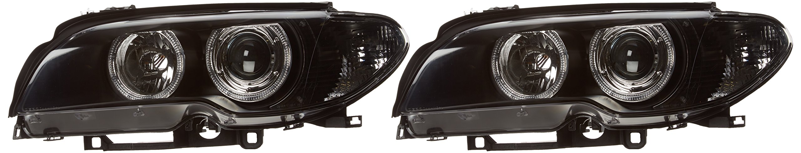 In.pro Scheinwerfer Angel Eyes Für BMW 3er E46 - Klare/schwarze Scheinwerfer Mit Tagfahrlicht