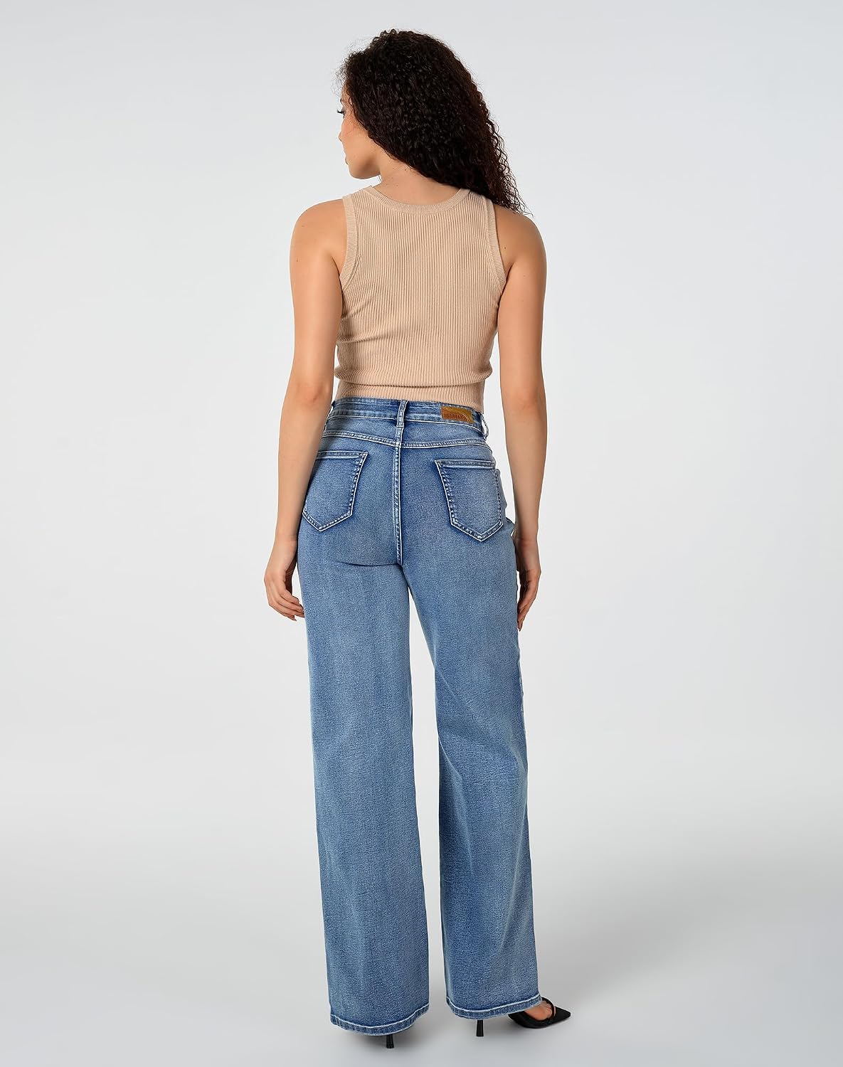roswear Women's High Waisted Stretchy Jeans Wide Leg image 3