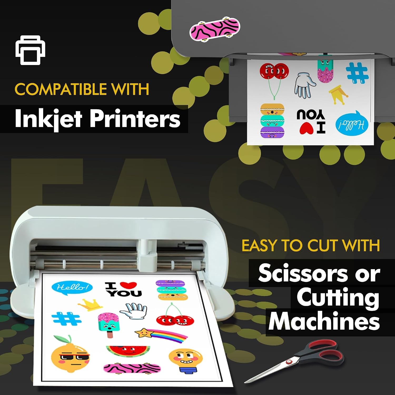 A-SUB Printable Fabric Sticker Paper for Inkjet Printers, 8.5x11 Inches Matte White Waterproof Printable Stciker Paper for Making Custom Stickers 10 Sheets, Tear-resistant