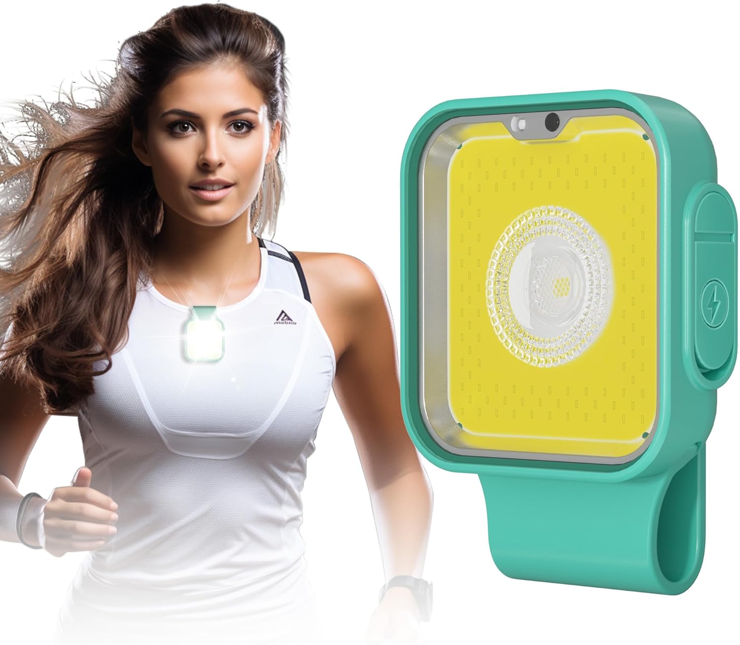 Yls Running Lights for Runners, Rechargeable Clip on Light with 12 Lighting Modes, LED Night Safety-Light for Walking, Camping, Hiking, Jogging, Outdoor Adventure, Green