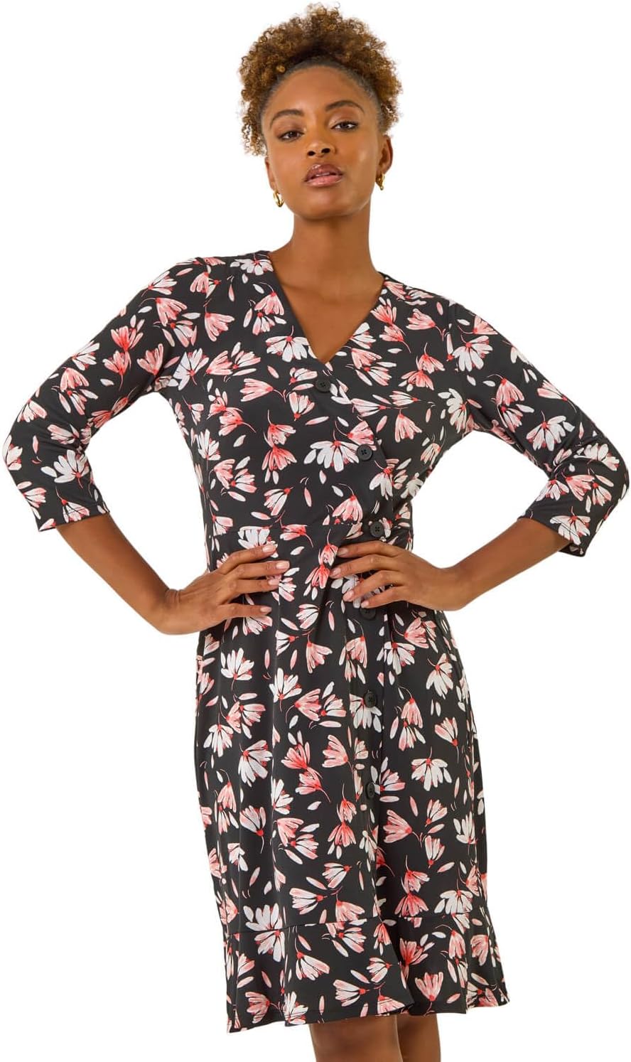 Roman Originals Tea Dress for Women UK Ladies Frill Hem Skater Wrap Jersey Stretchy Fit & Flare Flattering Knee Length Cocktail Party Occasion Holiday Going Out Roman Originals Tea Dress for Women UK Ladies Frill Hem Skater Wrap Jersey Stretchy Fit & Flare Flattering Knee Length Cocktail Party Occasion Holiday Going Out