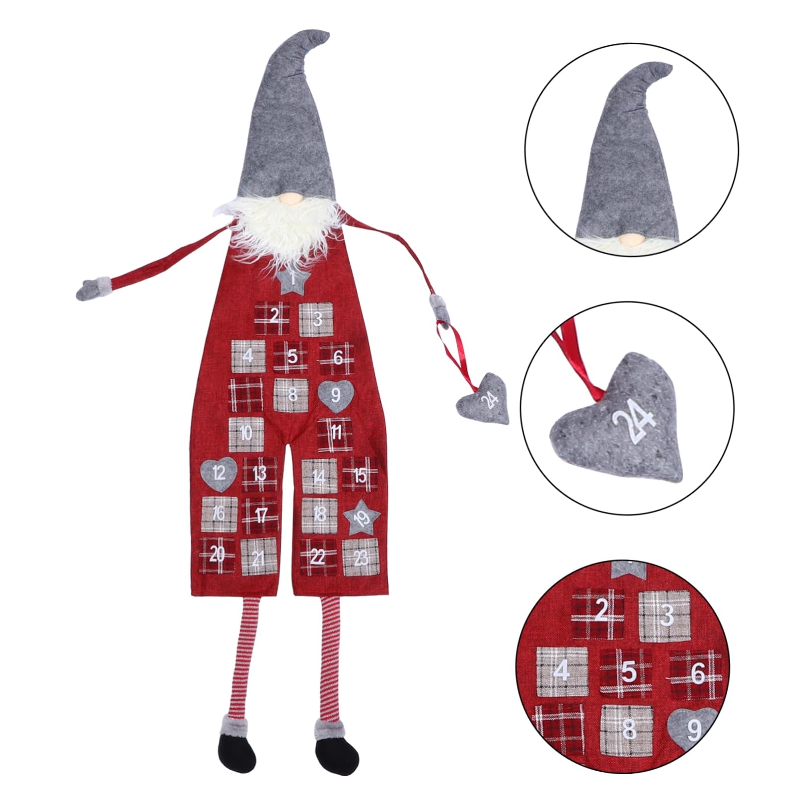 MAGICLULU Calendario Avvento Natalizio da Appendere Bambola Folletto Decorazione Tavolo Parete per Conto alla Rovescia di Natale