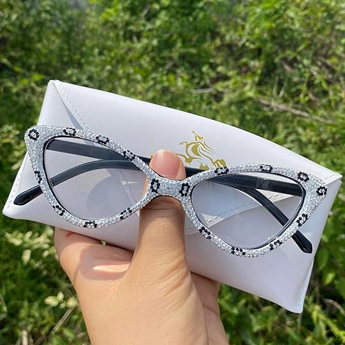 Miniatura 4 de mincl Gafas de lectura con diamantes de imitación de ojo de gato para mujer, marcos de gafas brillantes, lector de diamantes brillantes de moda para