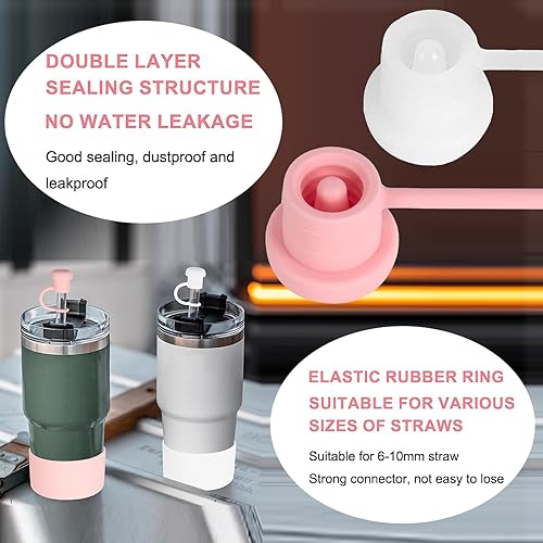 Miniatura 4 de Paquete de 6 fundas de silicona compatibles con vasos Stanley H2.01.0 All OZ, reutilizable, a prueba de polvo, para popotes de 19.7-32.8 ft0.23-0.4