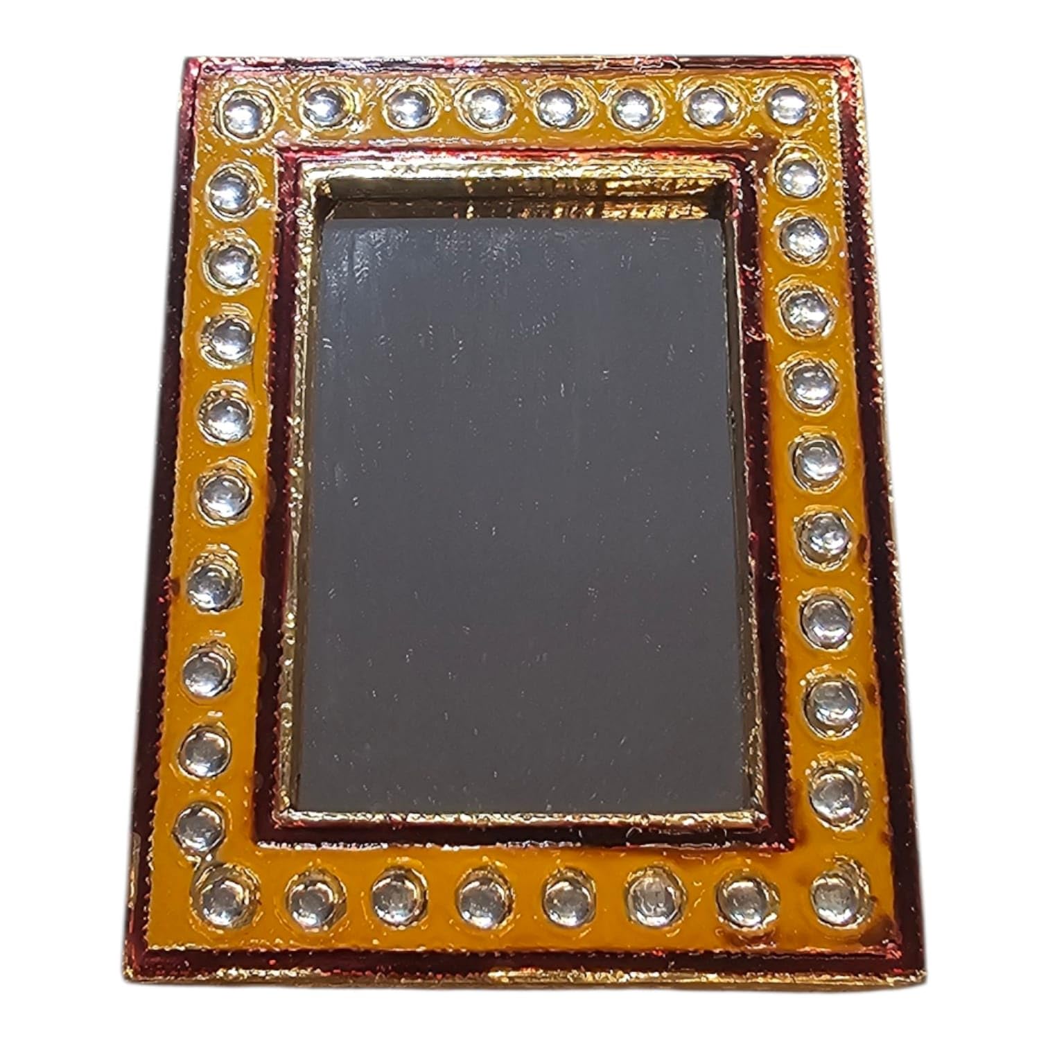 TLGS - Laddu Gopal Ji Mirror with Decorative Kundan Work, Traditional Thakur Ji Aarsi, Embellished Frame (Medium)-picture-20